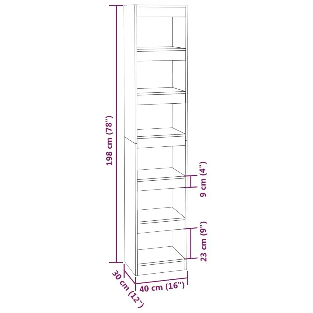 Book Cabinet/Room Divider High Gloss White 40x30x198 cm 811643