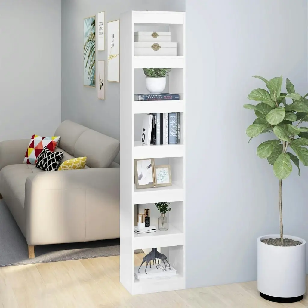 Book Cabinet/Room Divider High Gloss White 40x30x198 cm 811643