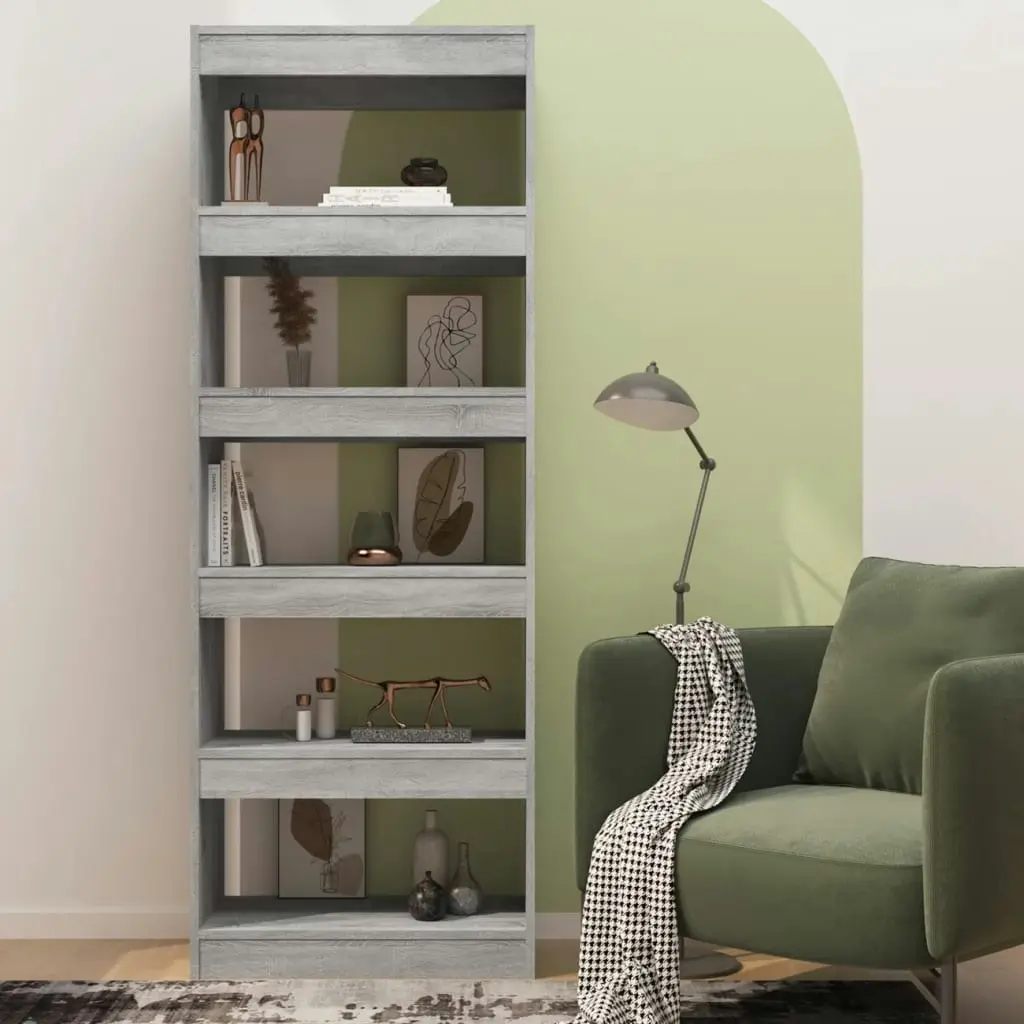 Book Cabinet/Room Divider Grey Sonoma 60x30x166 cm Engineered Wood 813609