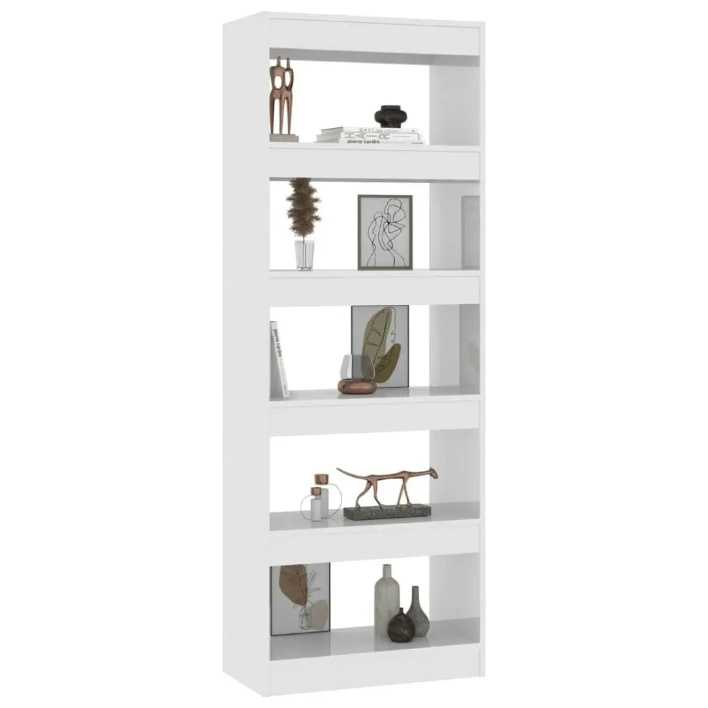 Book Cabinet/Room Divider High Gloss White 60x30x166 cm Engineered Wood 811679