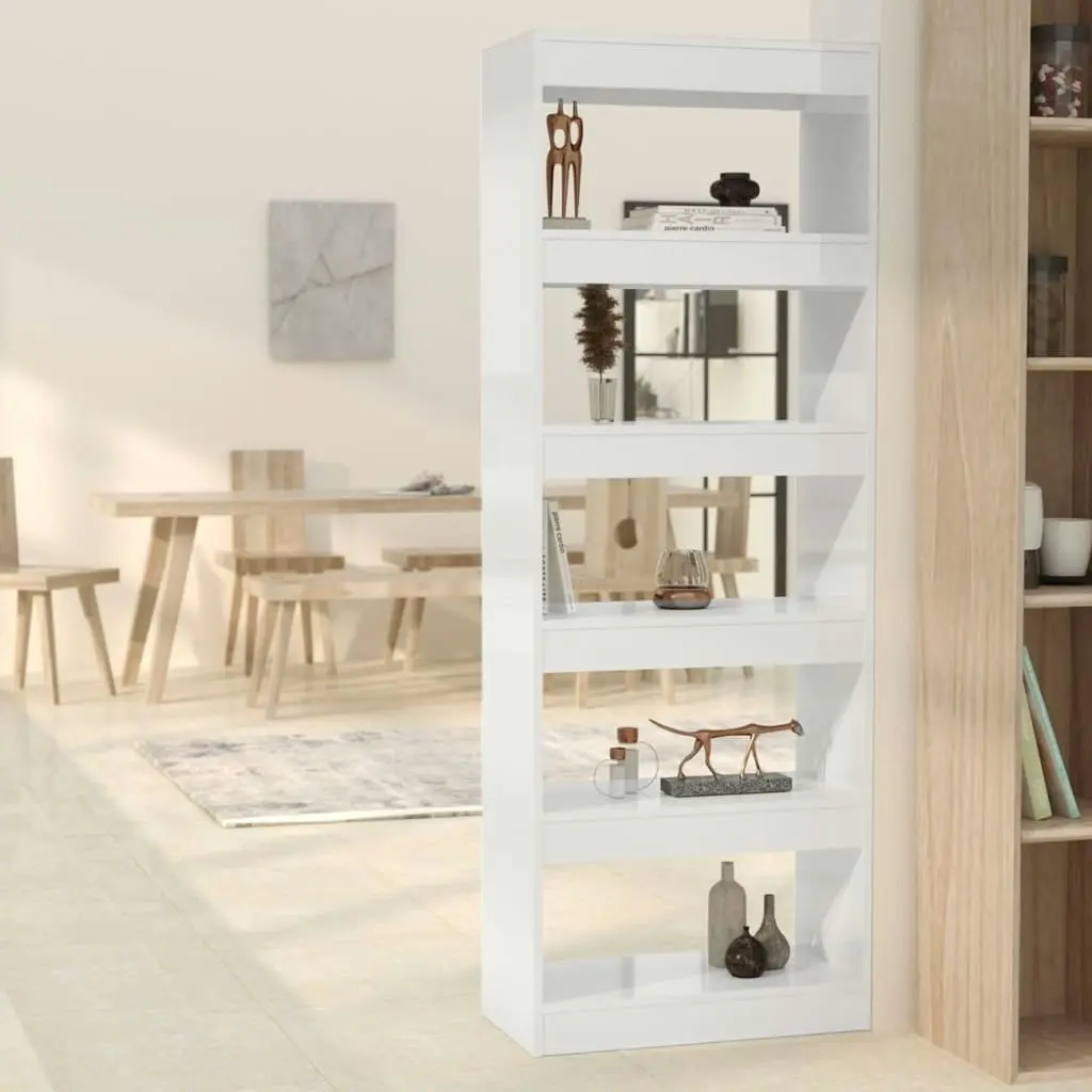 Book Cabinet/Room Divider High Gloss White 60x30x166 cm Engineered Wood 811679