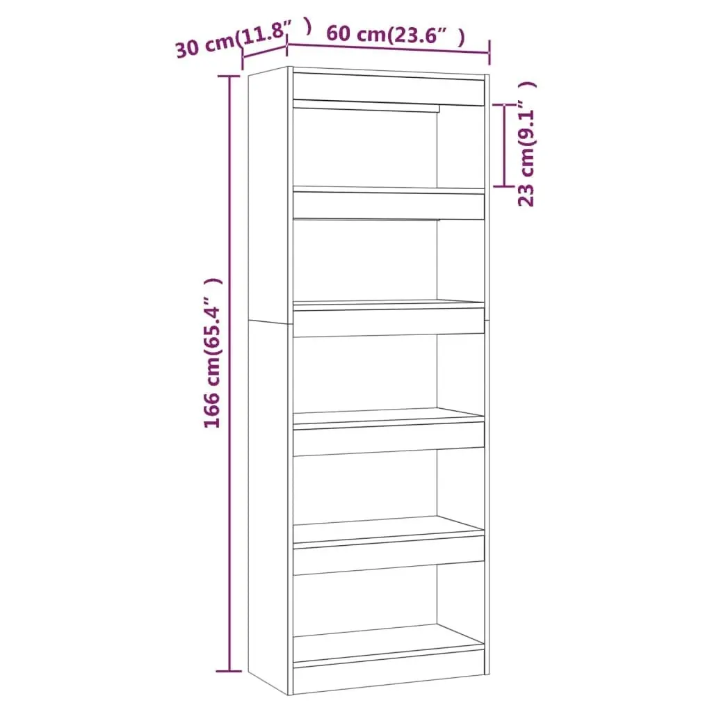 Book Cabinet/Room Divider High Gloss White 60x30x166 cm Engineered Wood 811679