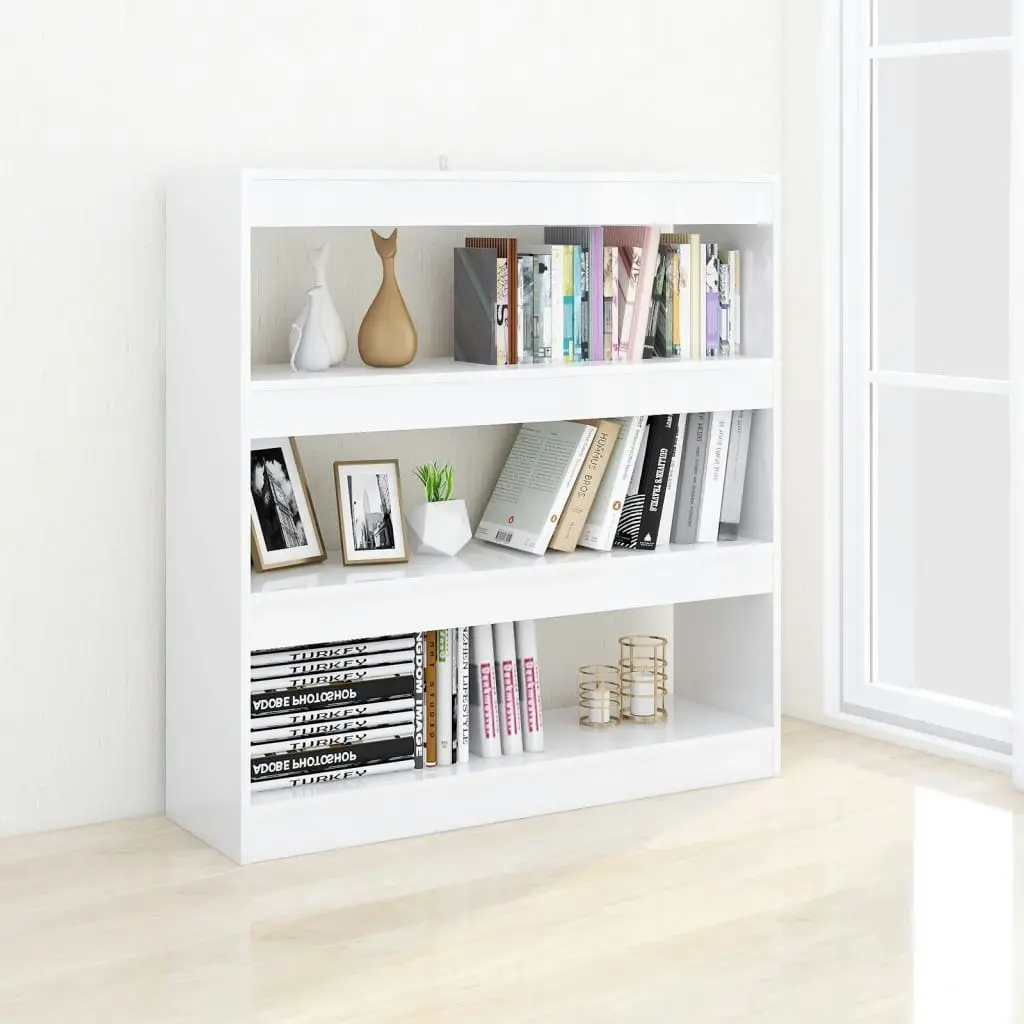 Book Cabinet/Room Divider High Gloss White 100x30x103 cm 811751