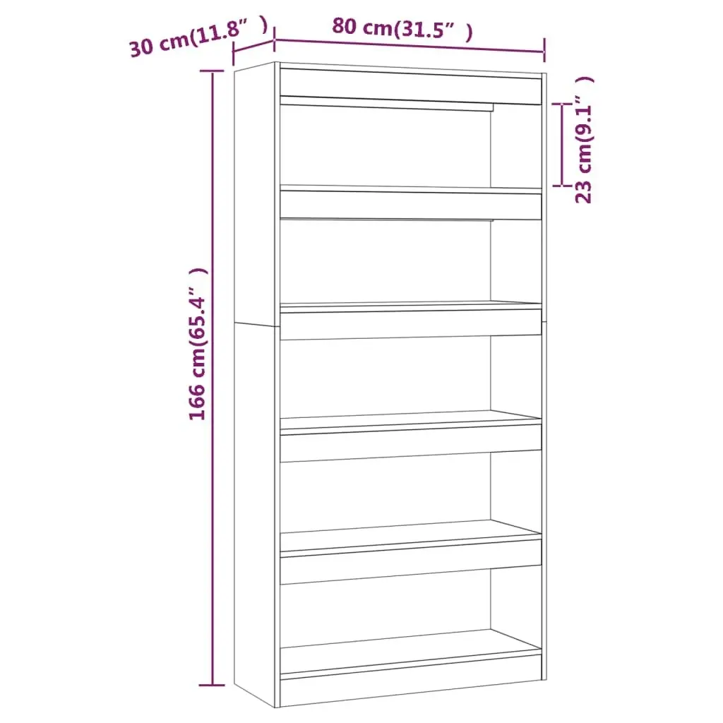 Book Cabinet/Room Divider Grey Sonoma 80x30x166 cm Engineered Wood 813624