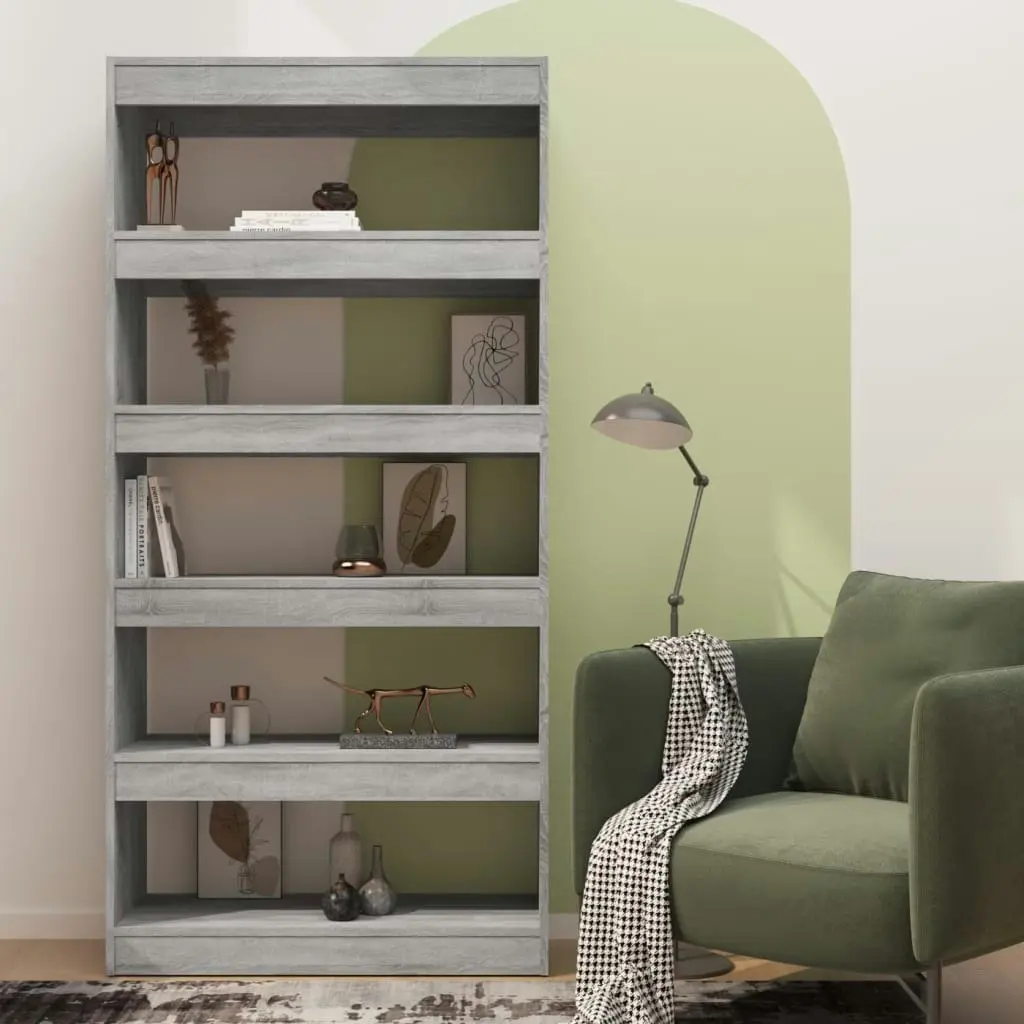 Book Cabinet/Room Divider Grey Sonoma 80x30x166 cm Engineered Wood 813624