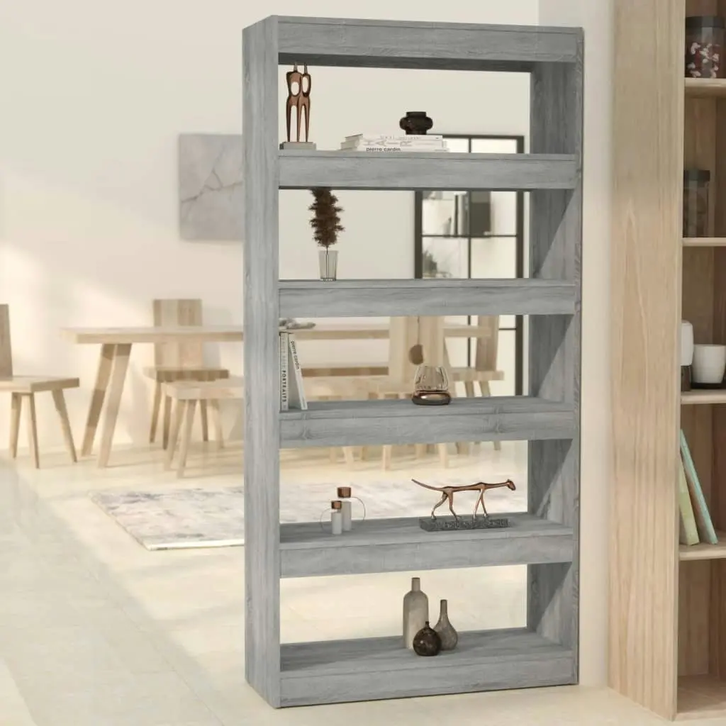 Book Cabinet/Room Divider Grey Sonoma 80x30x166 cm Engineered Wood 813624