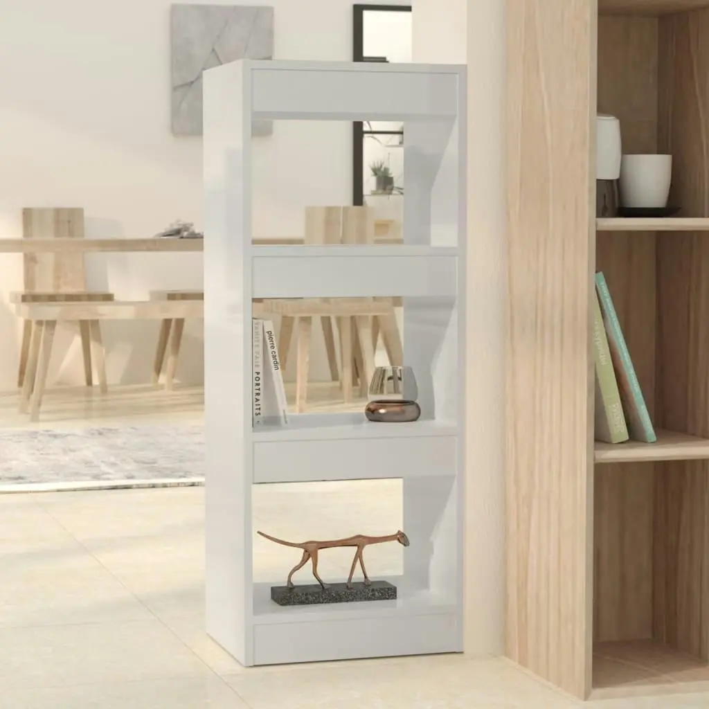 Book Cabinet/Room Divider High Gloss White 40x30x103 cm Engineered Wood 811616