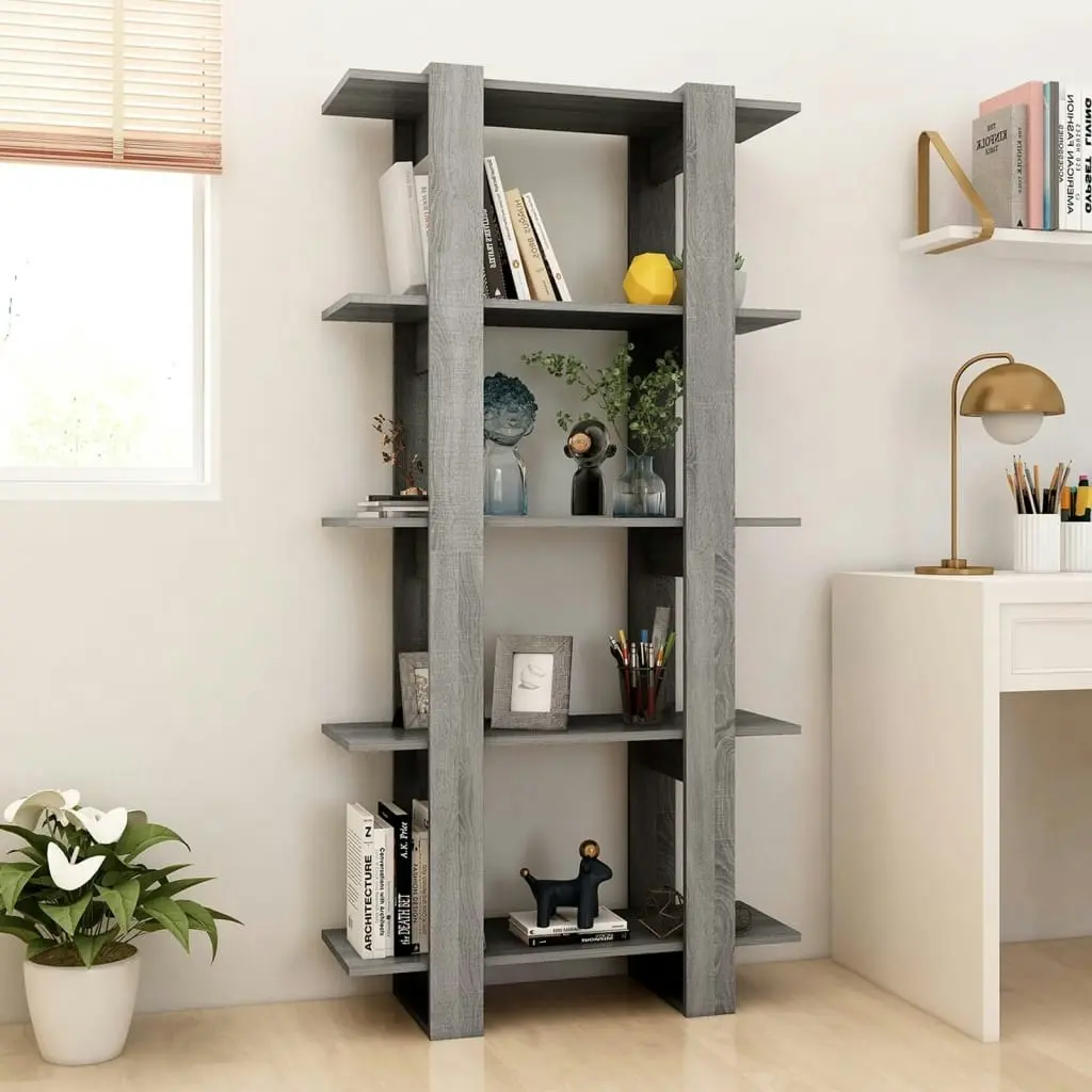 Book Cabinet/Room Divider Grey Sonoma 80x30x160 cm Engineered Wood 813573