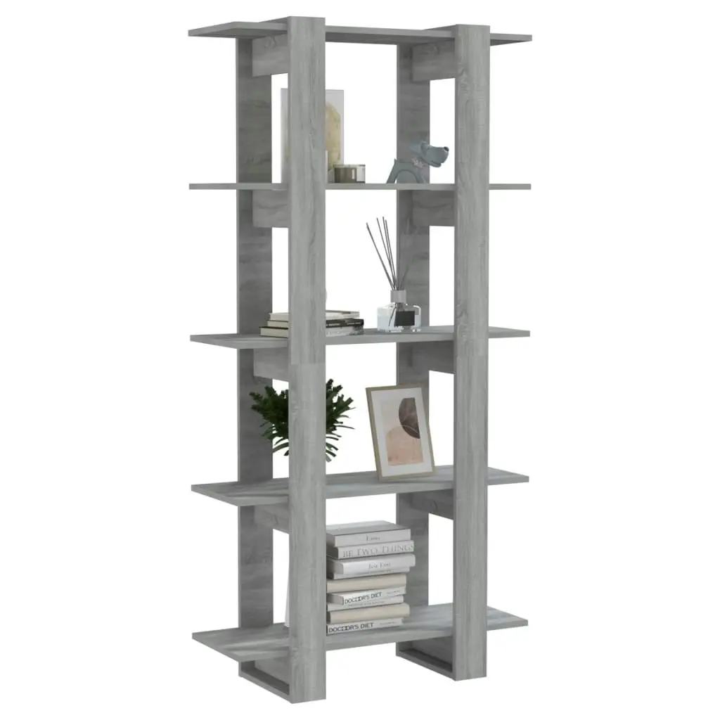 Book Cabinet/Room Divider Grey Sonoma 80x30x160 cm Engineered Wood 813573