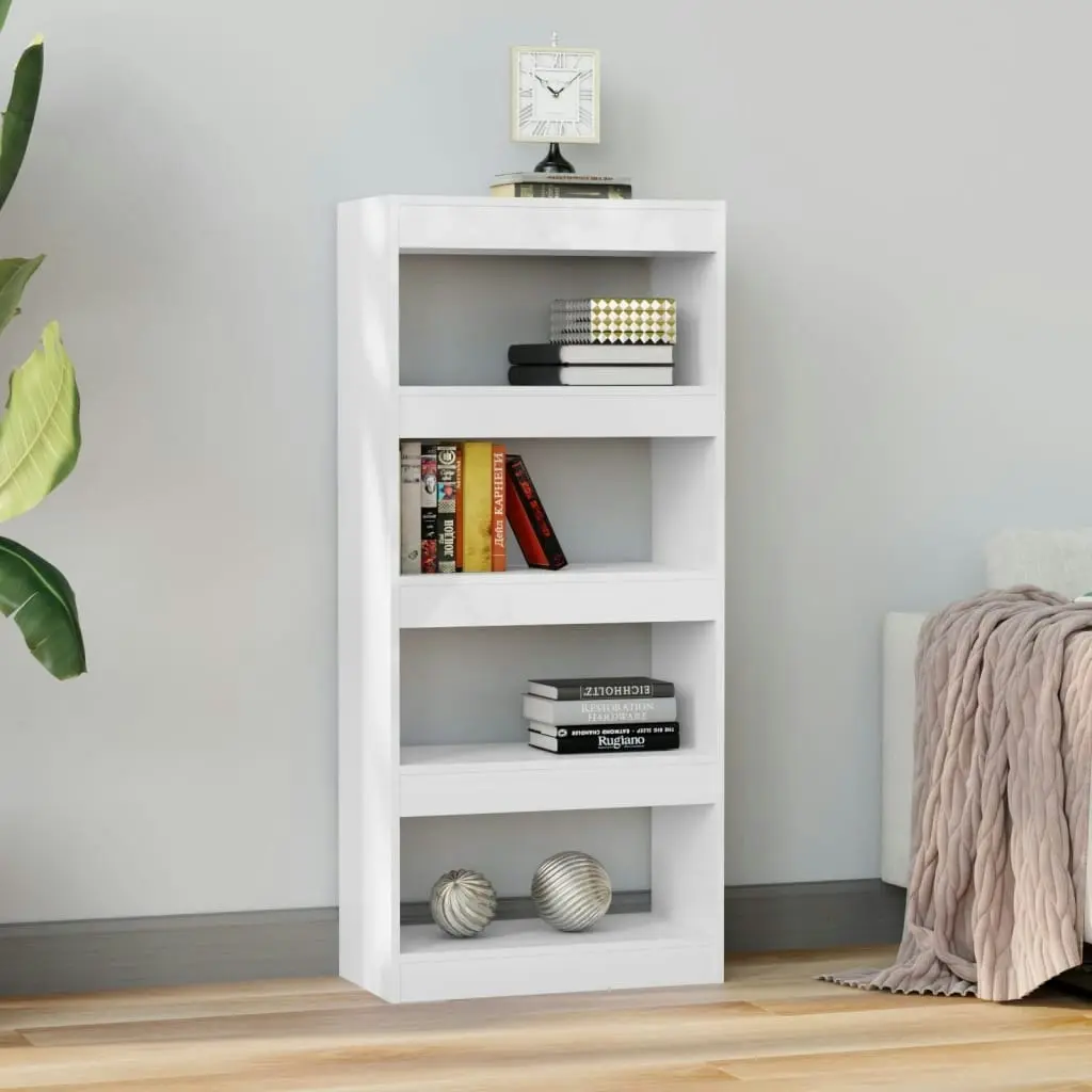 Book Cabinet/Room Divider High Gloss White 60x30x135 cm Engineered Wood 811670