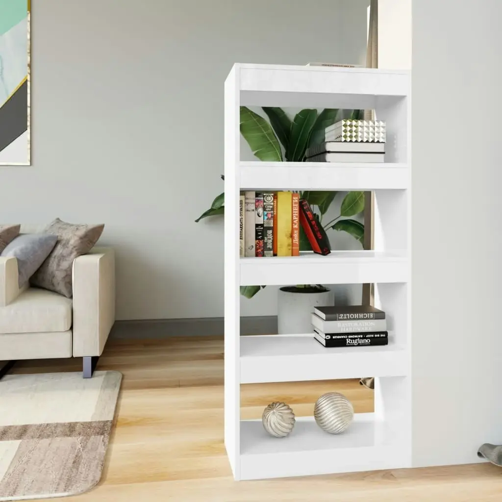 Book Cabinet/Room Divider High Gloss White 60x30x135 cm Engineered Wood 811670