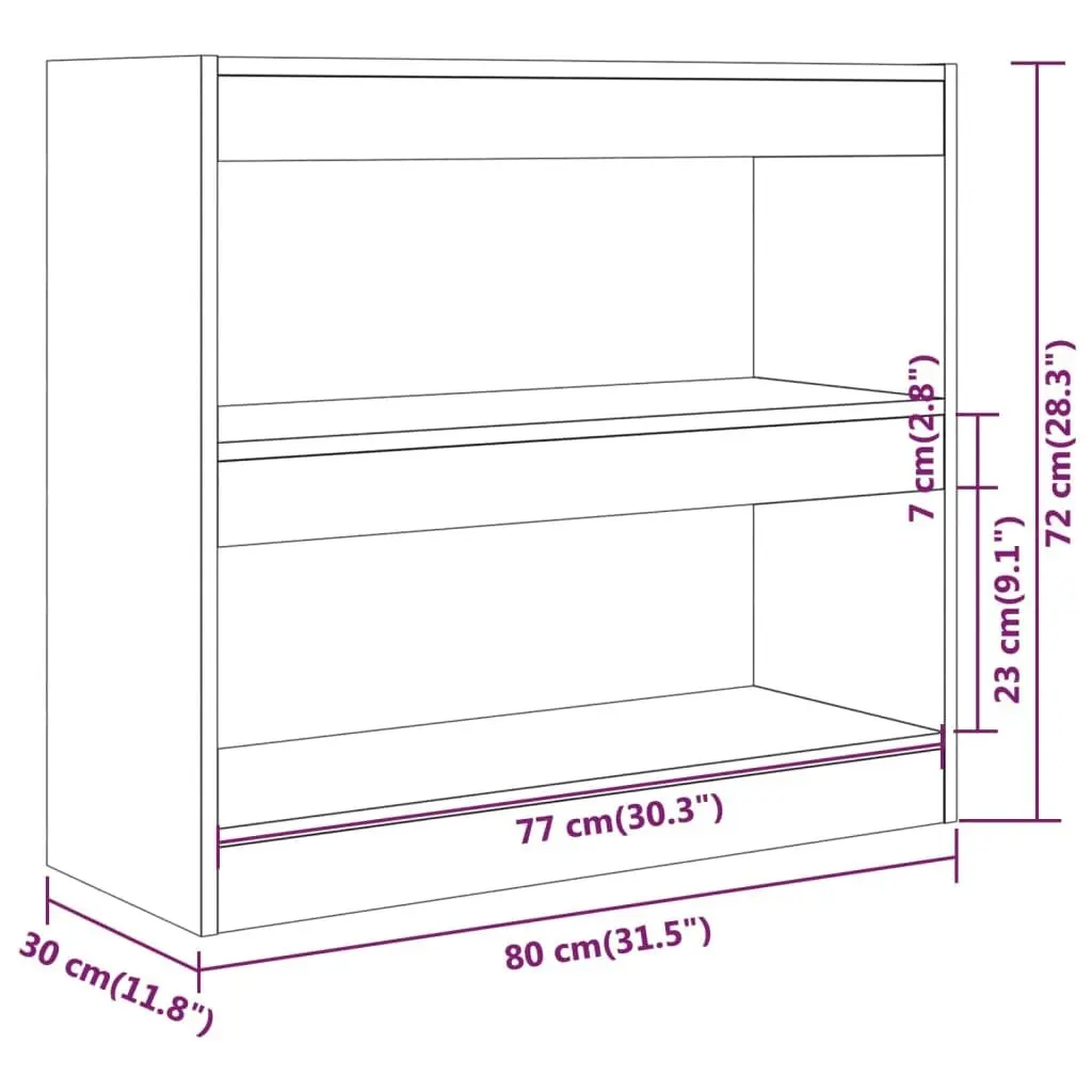 Book Cabinet/Room Divider Grey Sonoma 80x30x72 cm 813615