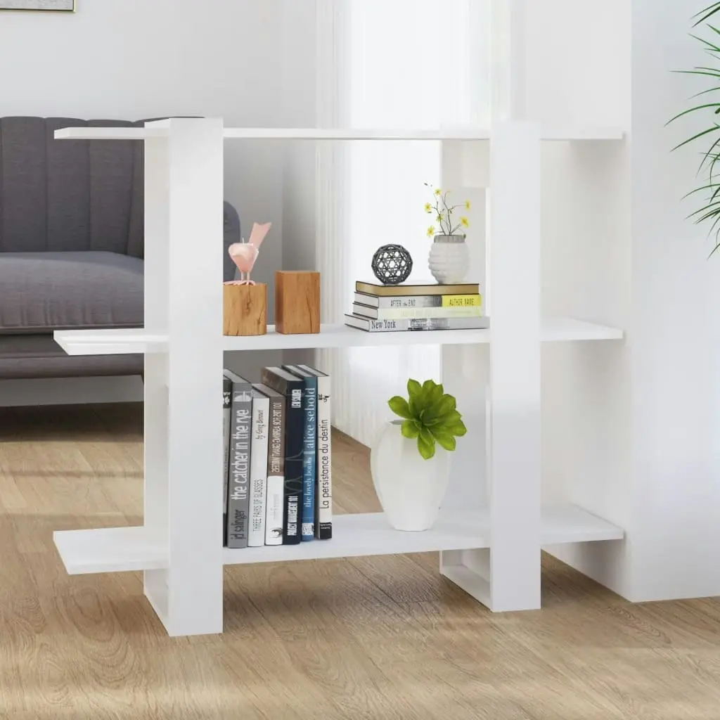 Book Cabinet/Room Divider High Gloss White 100x30x87 cm 811553