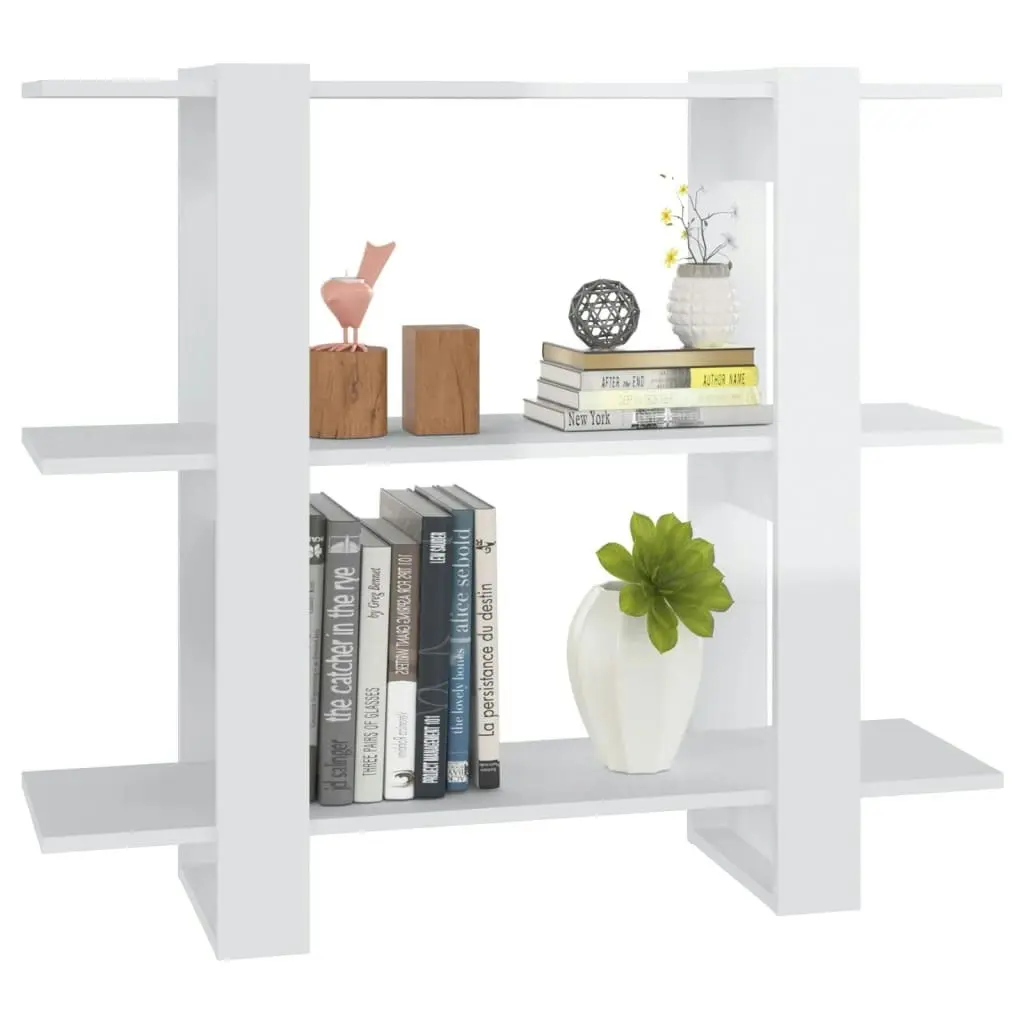 Book Cabinet/Room Divider High Gloss White 100x30x87 cm 811553