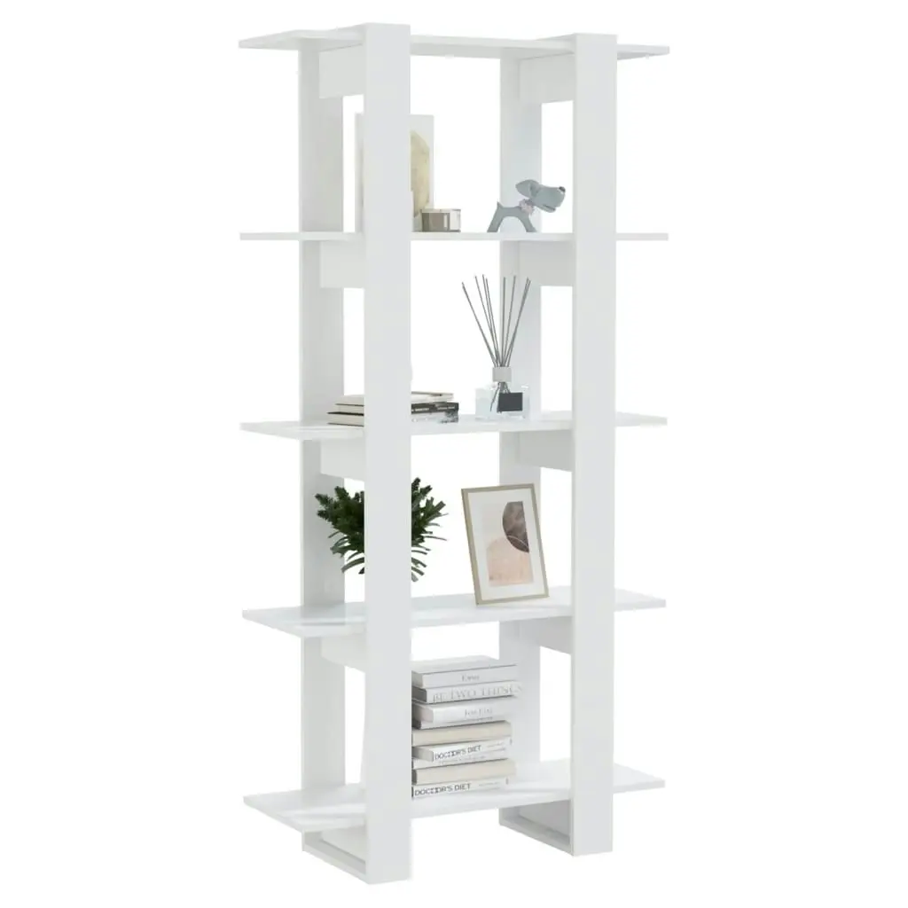 Book Cabinet/Room Divider High Gloss White 80x30x160 cm 811571