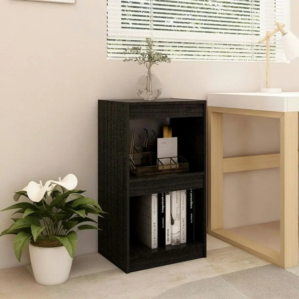 Book Cabinet Black 40x30x71.5 cm Solid Pinewood 808137