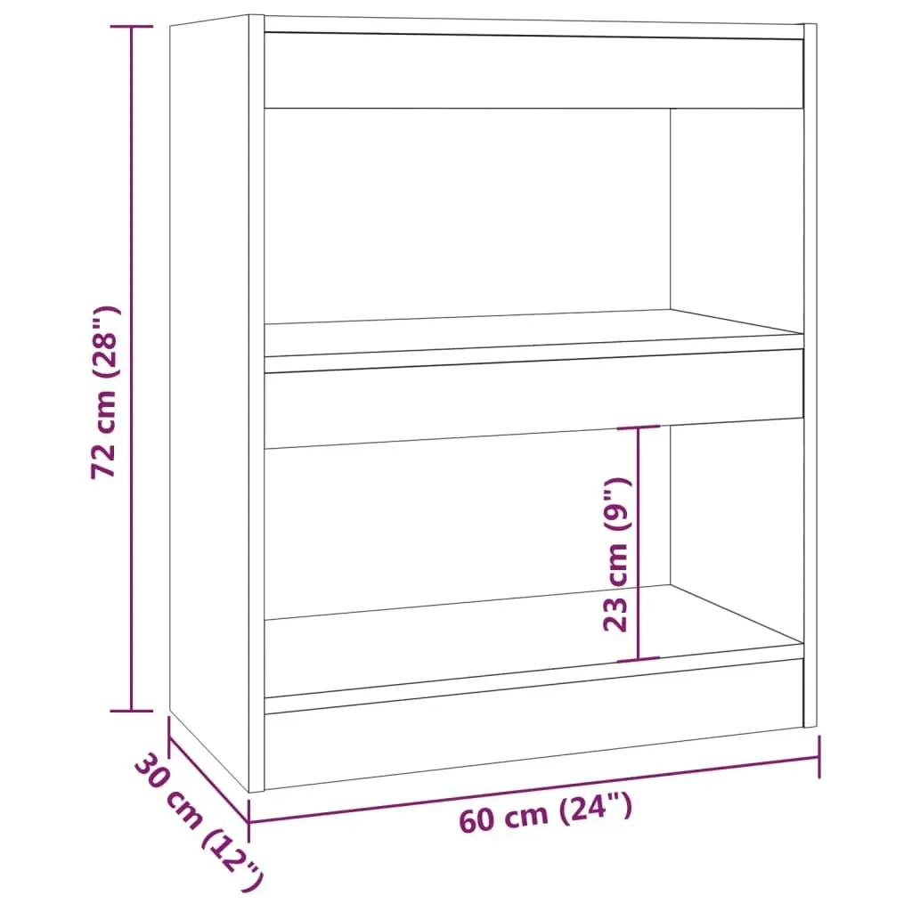 Book Cabinet/Room Divider High Gloss White 60x30x72 cm 811652