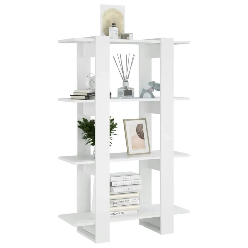 Book Cabinet/Room Divider High Gloss White 80x30x123.5 cm 811580