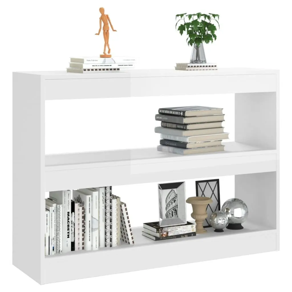 Book Cabinet/Room Divider High Gloss White 100x30x72 cm 811742