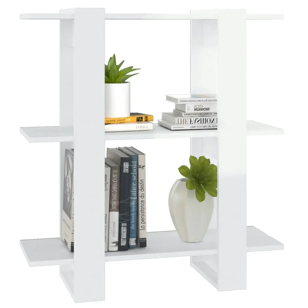 Book Cabinet/Room Divider High Gloss White 80x30x87 cm 811589