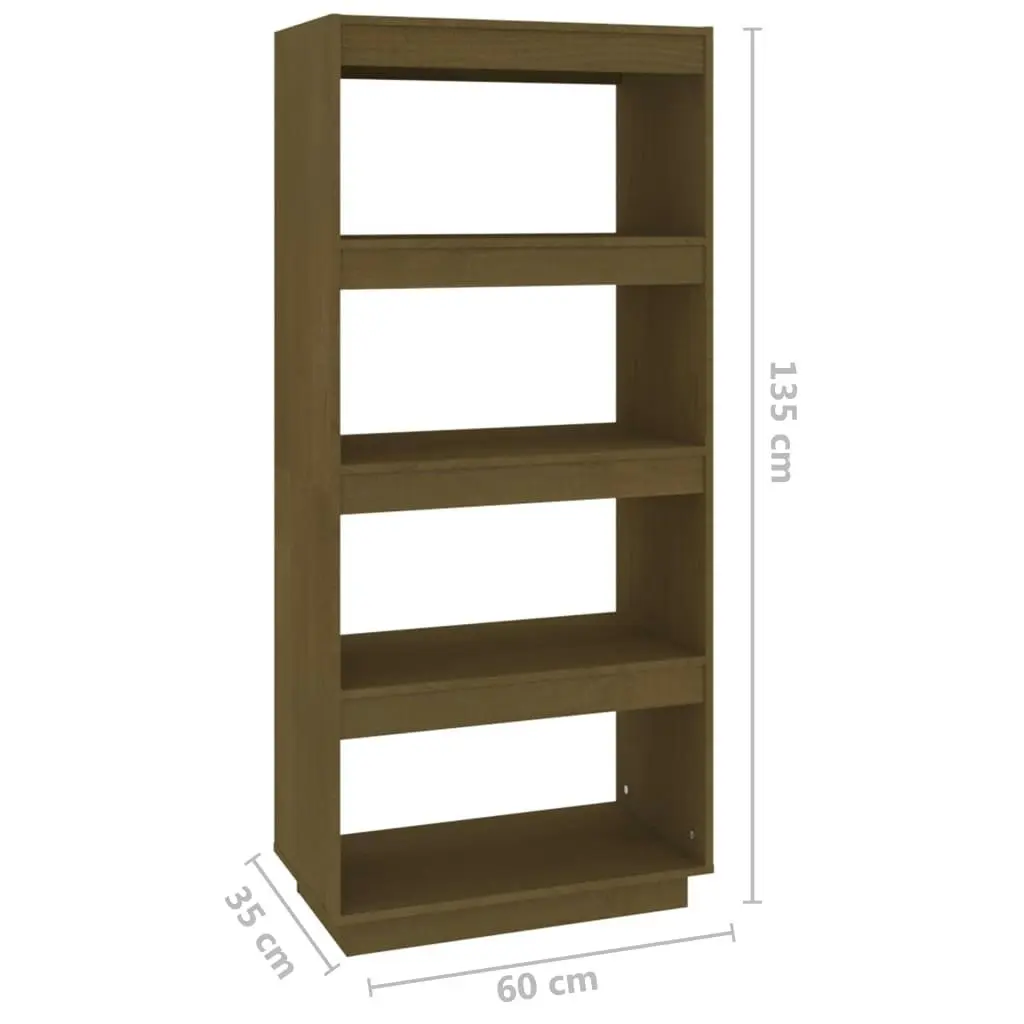 Book Cabinet/Room Divider Honey Brown 60x35x135 cm Solid Pinewood 810872