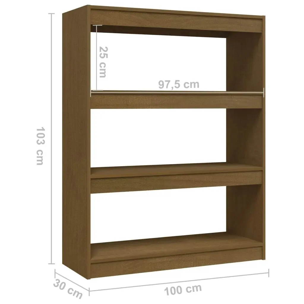 Book Cabinet/Room Divider Honey Brown 100x30x103 cm Solid Pinewood 808216