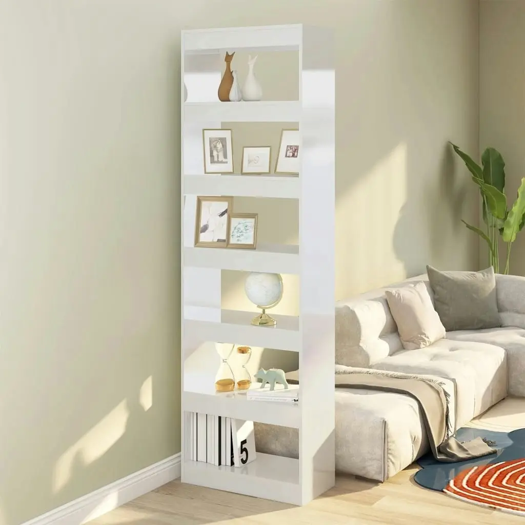 Book Cabinet/Room Divider High Gloss White 60x30x198 cm 811688