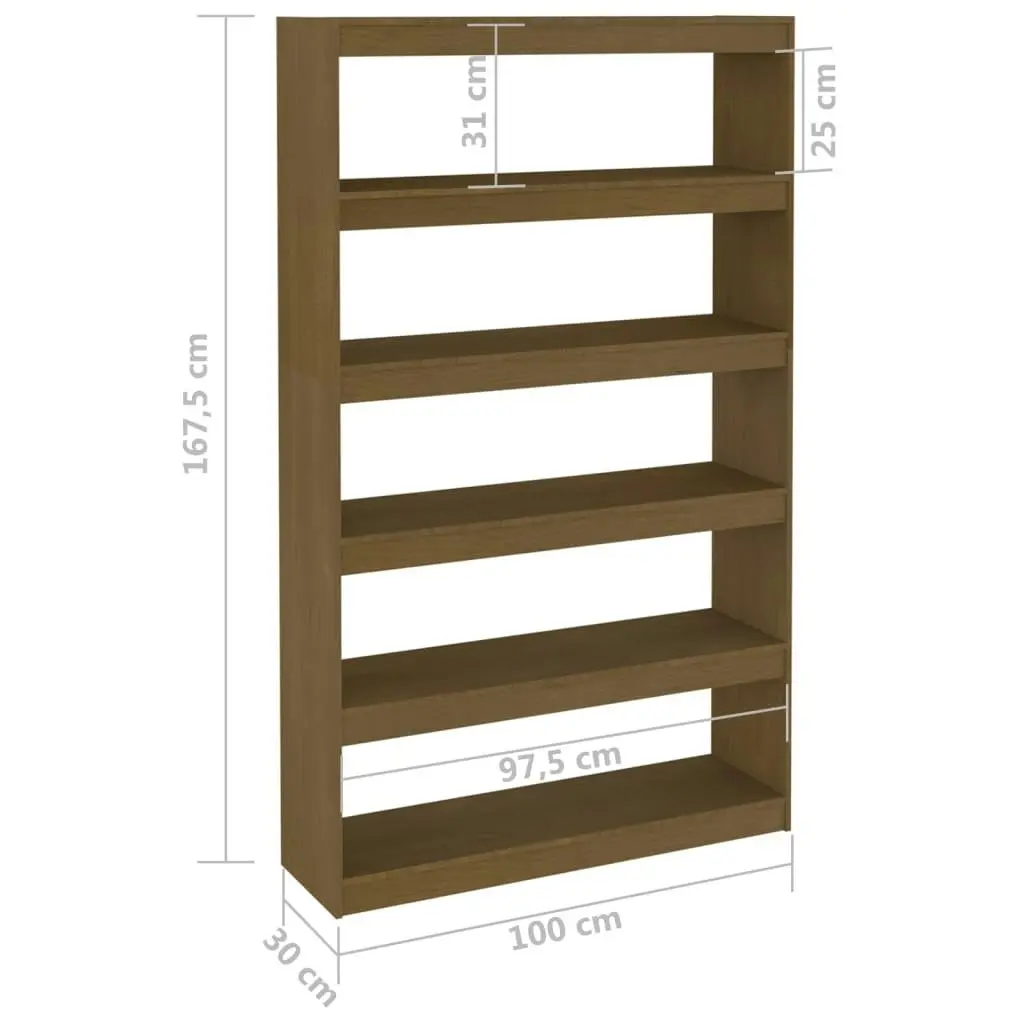 Book Cabinet/Room Divider Honey Brown 100x30x167.5 cm Solid Pinewood 808226