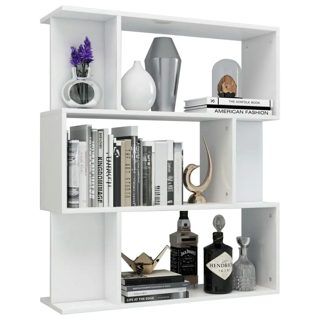 Book Cabinet/Room Divider High Gloss White 80x24x96 cm 800087