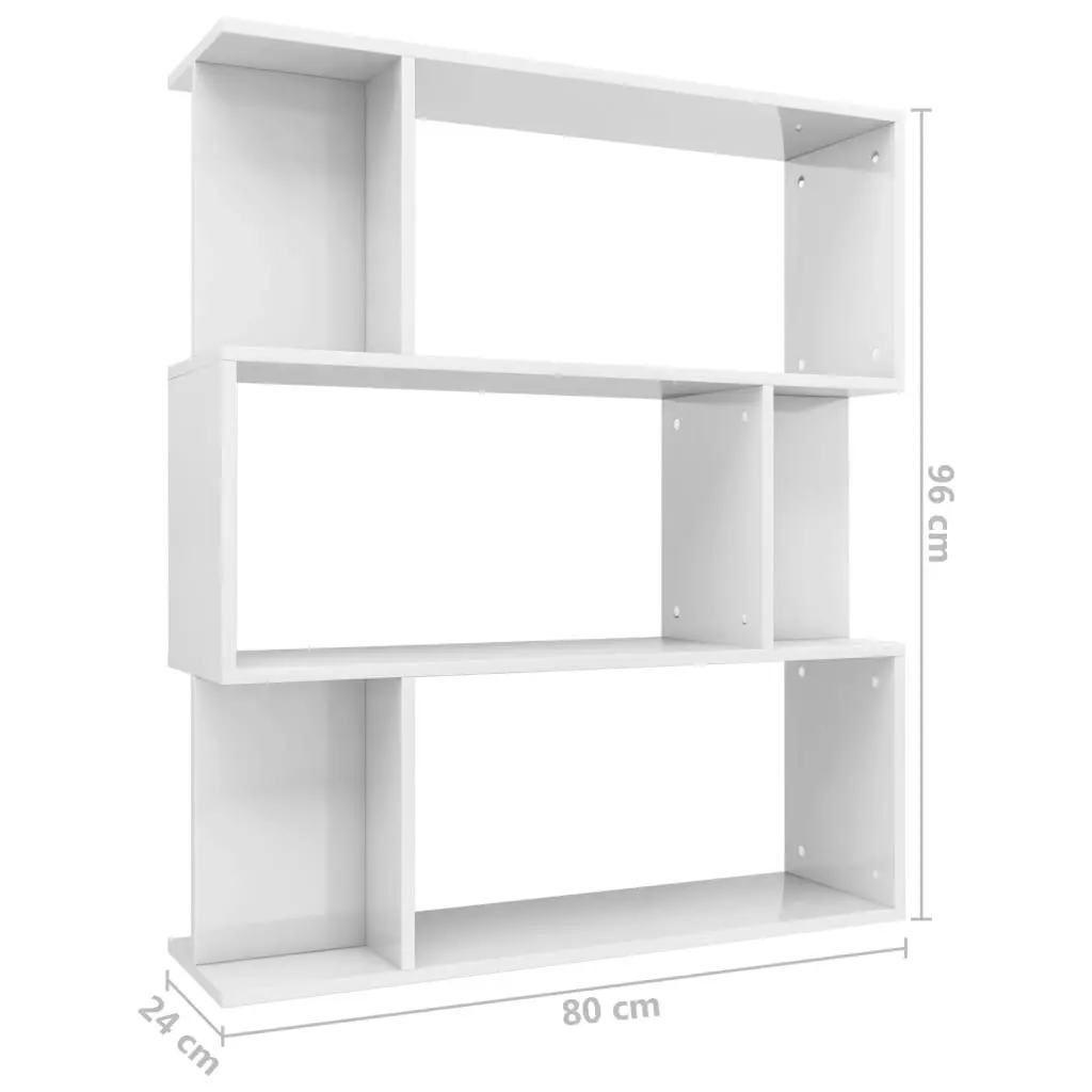 Book Cabinet/Room Divider High Gloss White 80x24x96 cm 800087