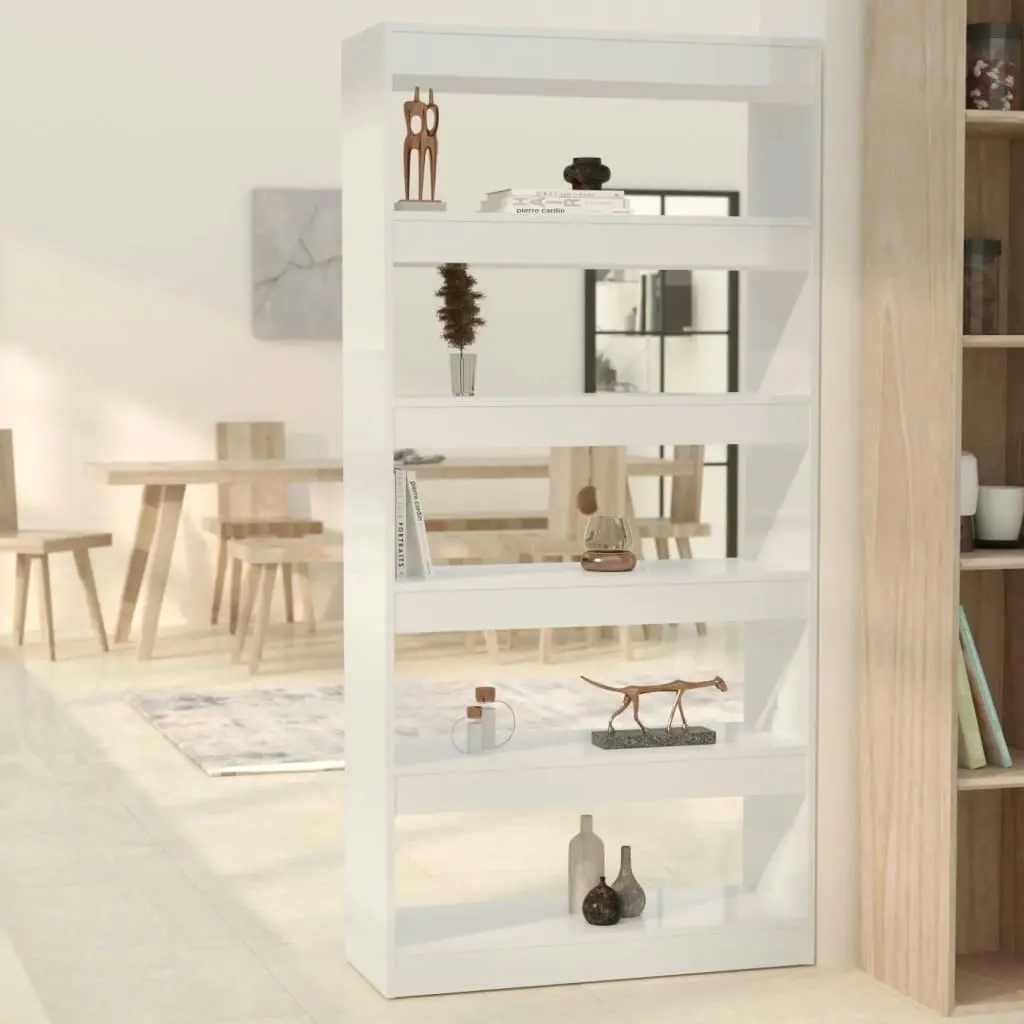 Book Cabinet/Room Divider High Gloss White 80x30x166 cm Engineered Wood 811724