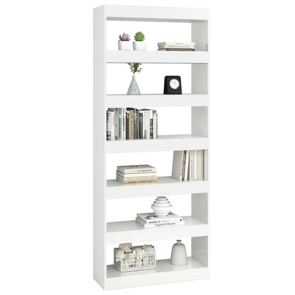 Book Cabinet/Room Divider High Gloss White 80x30x198 cm Engineered Wood 811733