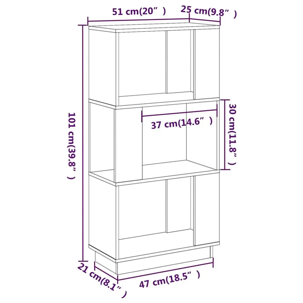 Book Cabinet/Room Divider Honey Brown 51x25x101 cm Solid Wood Pine 814037