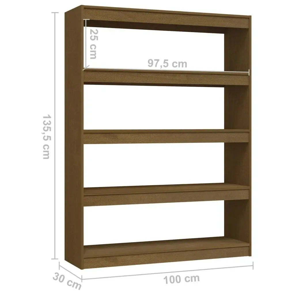 Book Cabinet/Room Divider Honey Brown 100x30x135.5 cm Solid Pinewood 808221