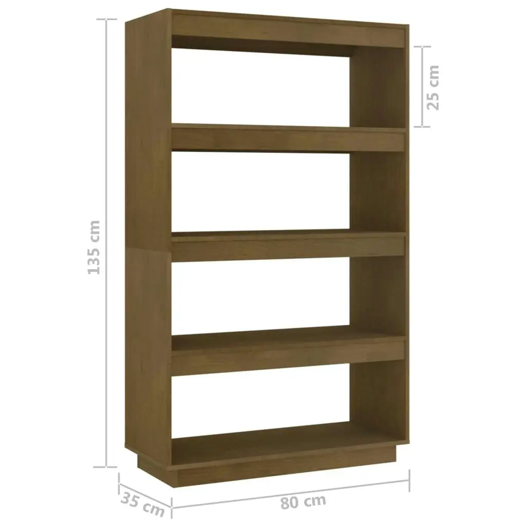 Book Cabinet/Room Divider Honey Brown 80x35x135 cm Solid Pinewood 810892