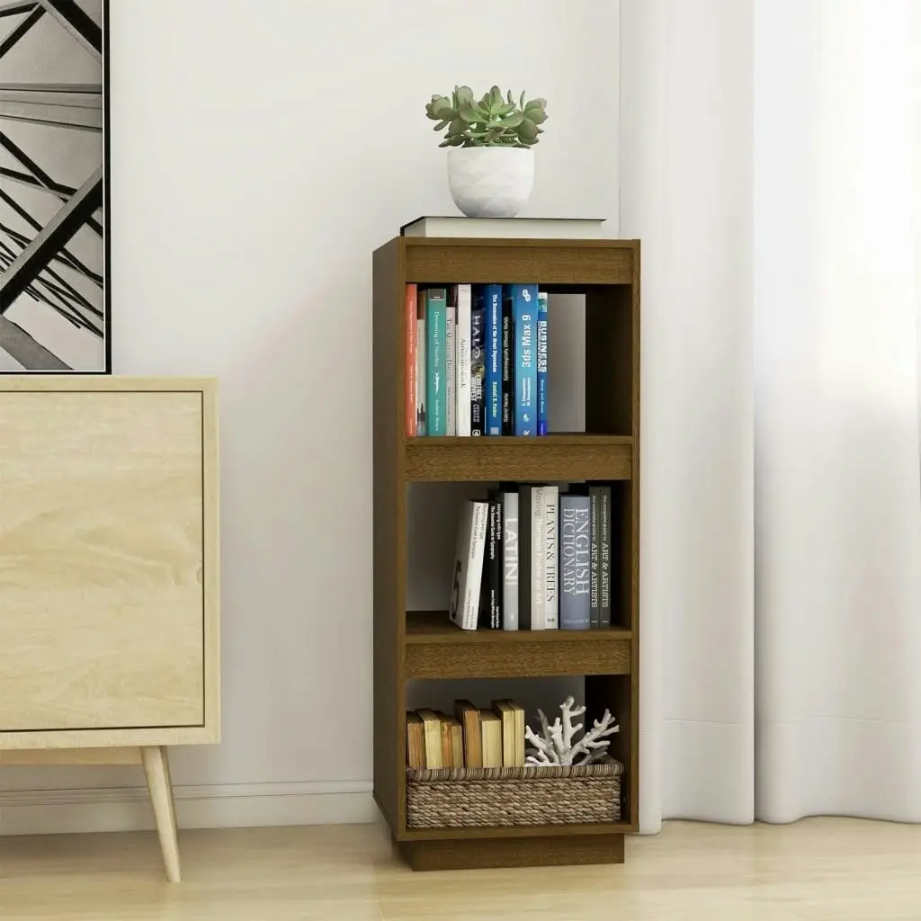 Book Cabinet/Room Divider Honey Brown Solid Pinewood 810847