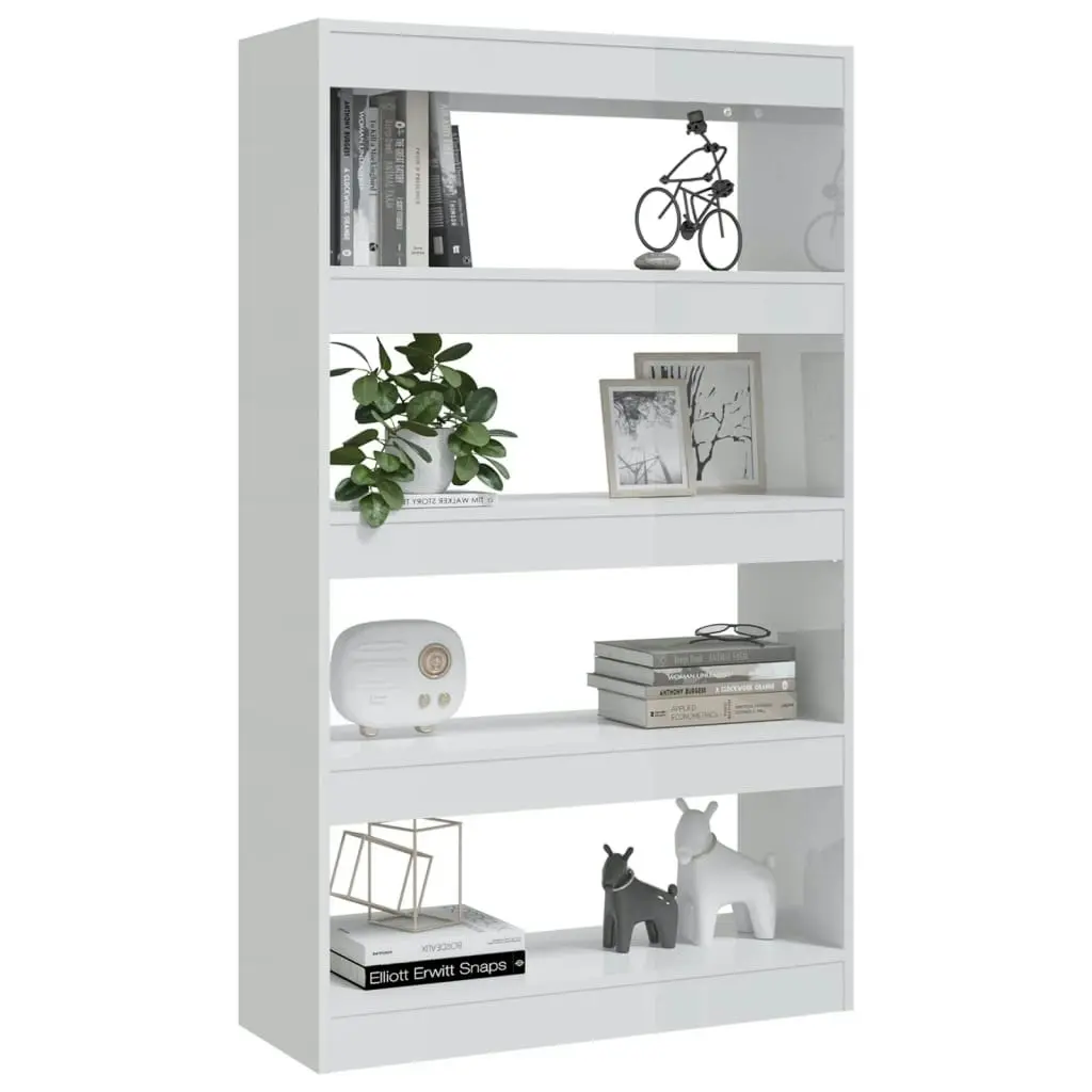 Book Cabinet/Room Divider High Gloss White 80x30x135 cm Engineered Wood 811715