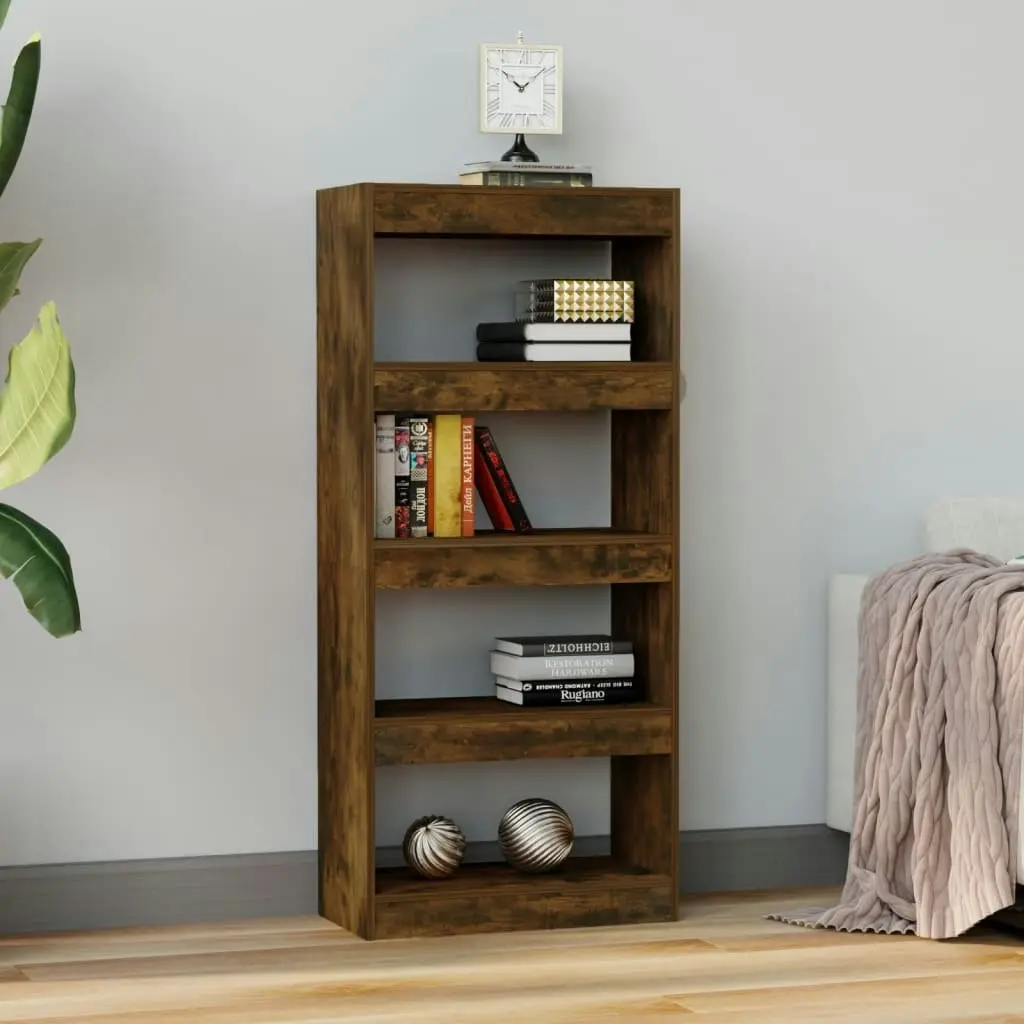 Book Cabinet/Room Divider Smoked Oak 60x30x135 cm Engineered Wood 813605