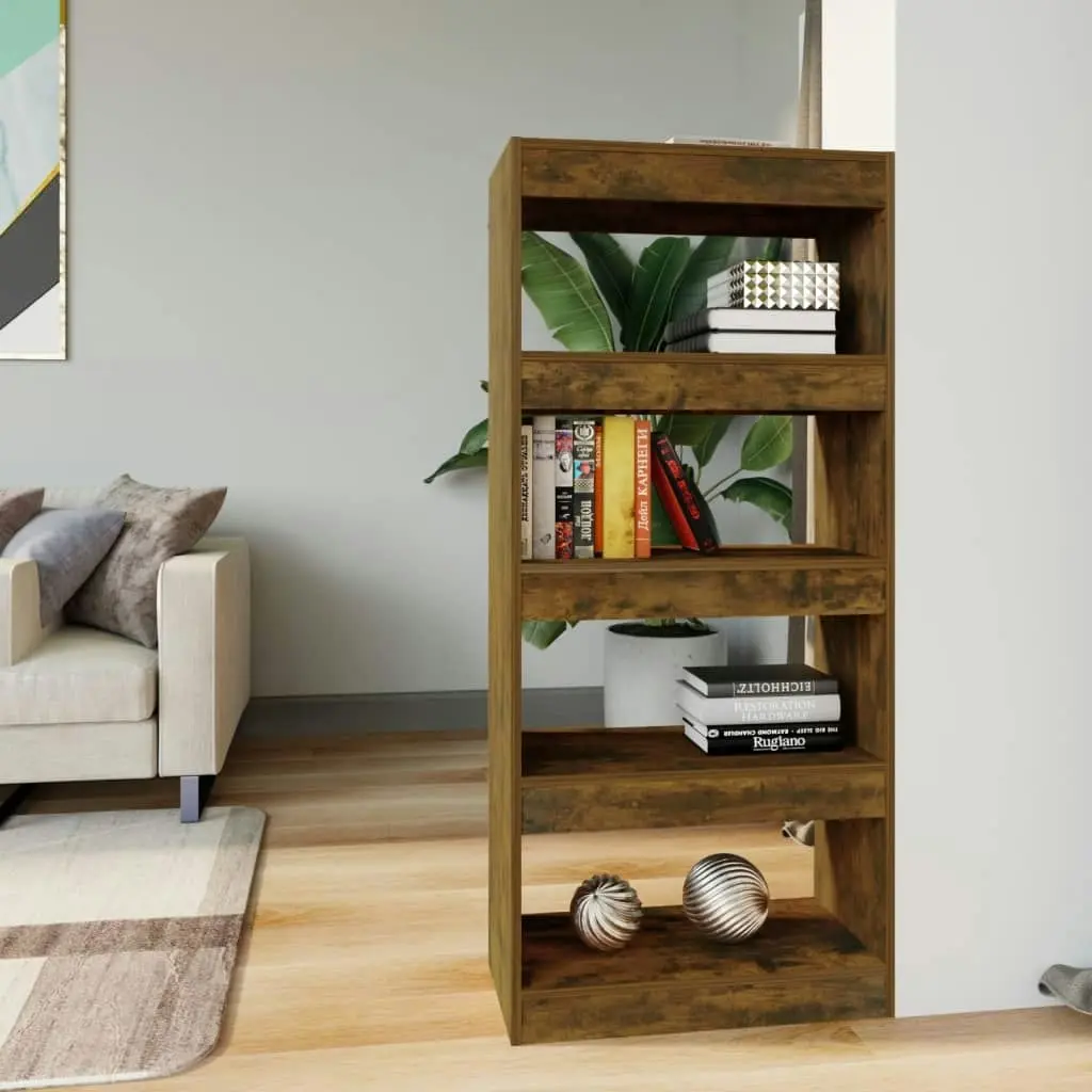 Book Cabinet/Room Divider Smoked Oak 60x30x135 cm Engineered Wood 813605