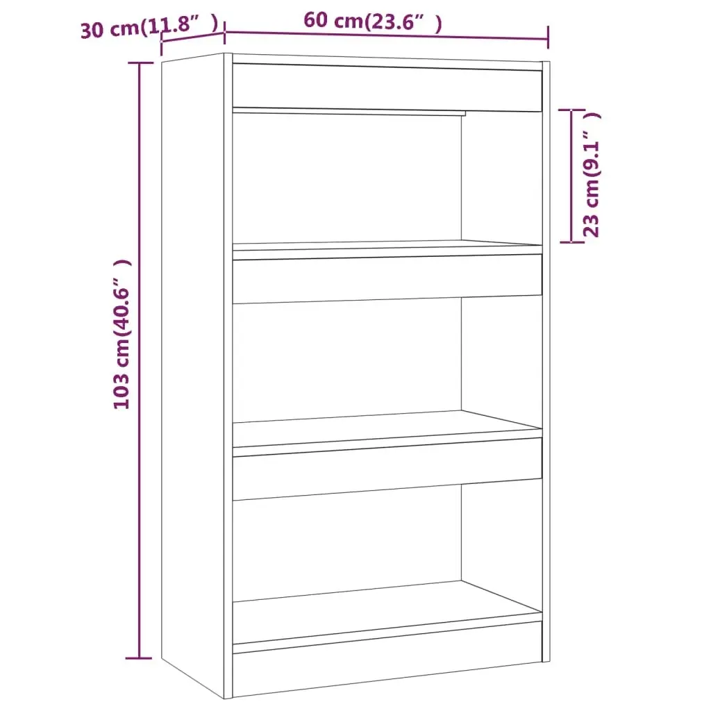 Book Cabinet/Room Divider Smoked Oak 60x30x103 cm Engineered Wood 813602