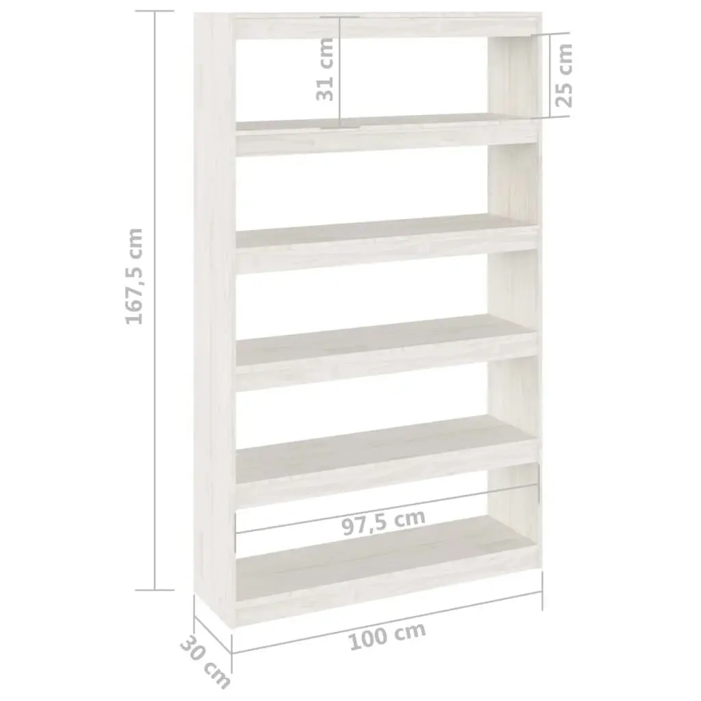 Book Cabinet/Room Divider White 100x30x167.5 cm Solid Pinewood 808224