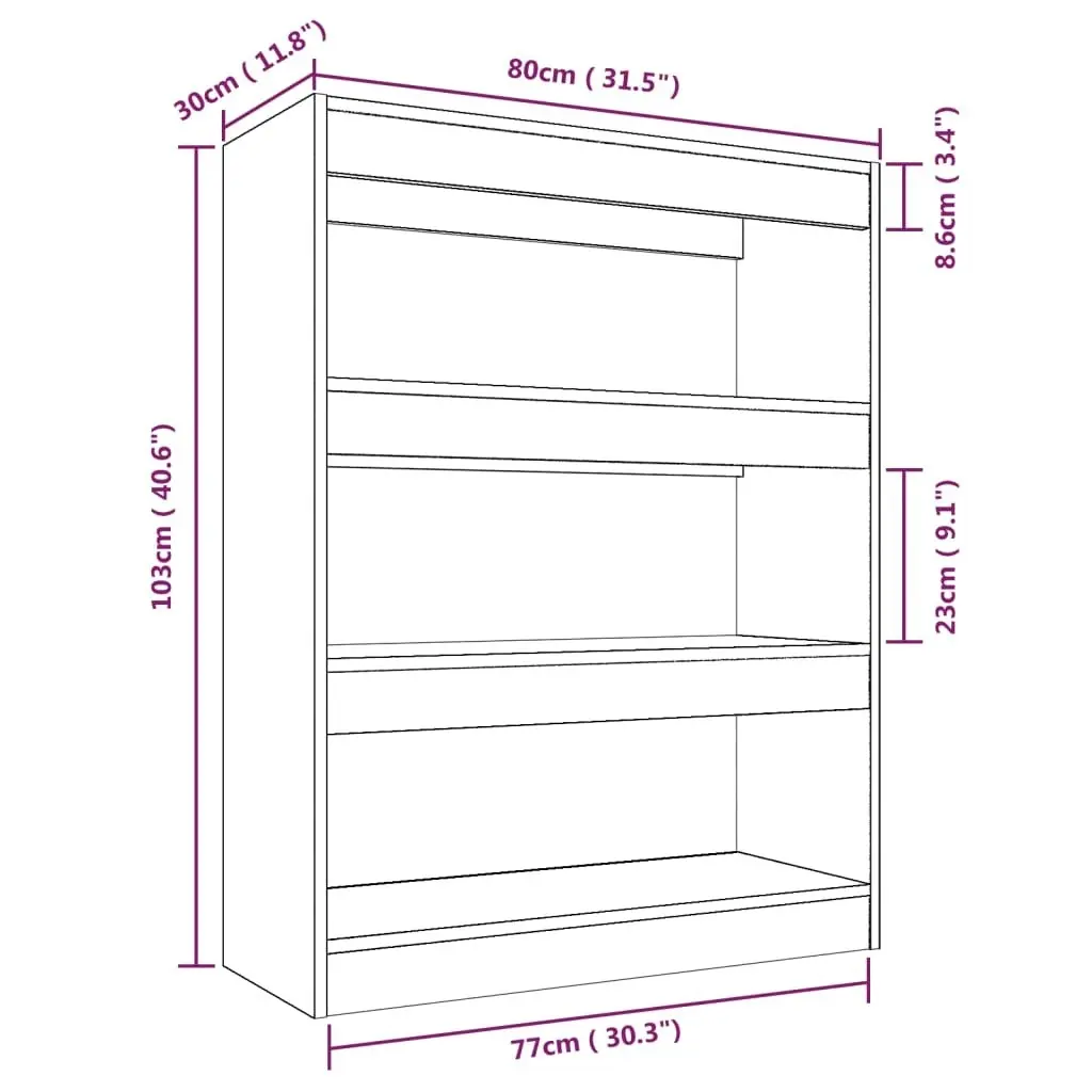 Book Cabinet/Room Divider Smoked Oak 80x30x103 cm Engineered wood 813617