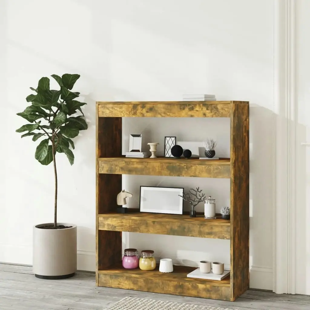 Book Cabinet/Room Divider Smoked Oak 80x30x103 cm Engineered wood 813617