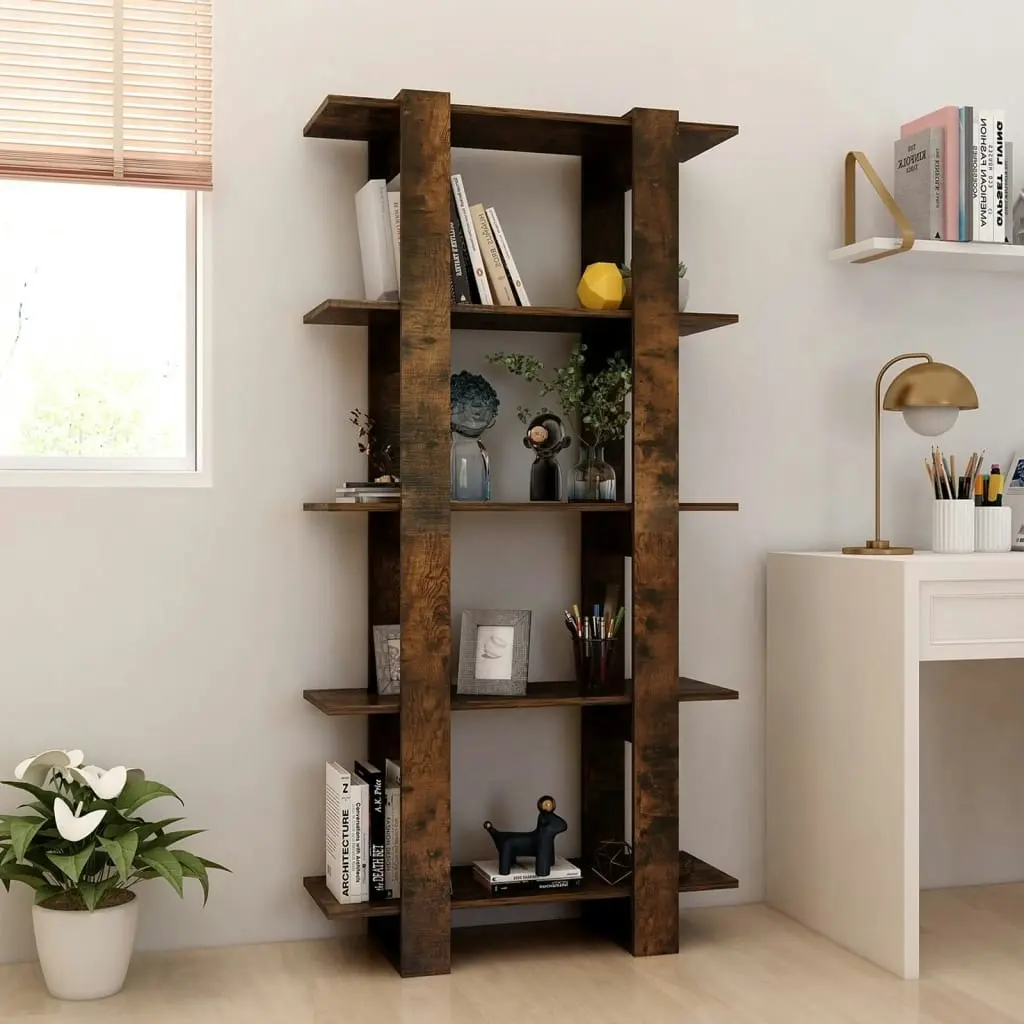 Book Cabinet/Room Divider Smoked Oak 80x30x160 cm Engineered Wood 813572