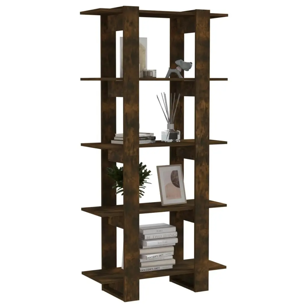 Book Cabinet/Room Divider Smoked Oak 80x30x160 cm Engineered Wood 813572