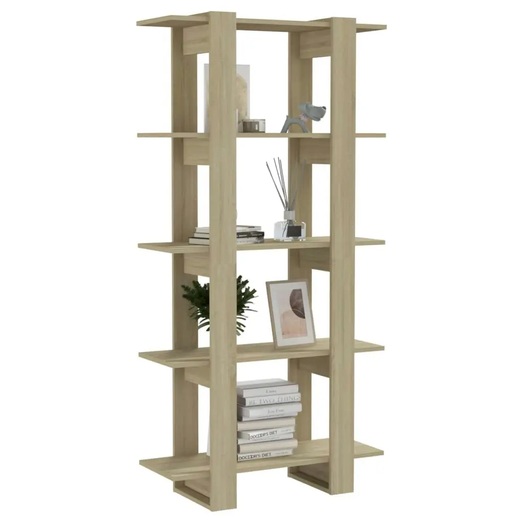 Book Cabinet/Room Divider Sonoma Oak 80x30x160 cm Engineered Wood 811568