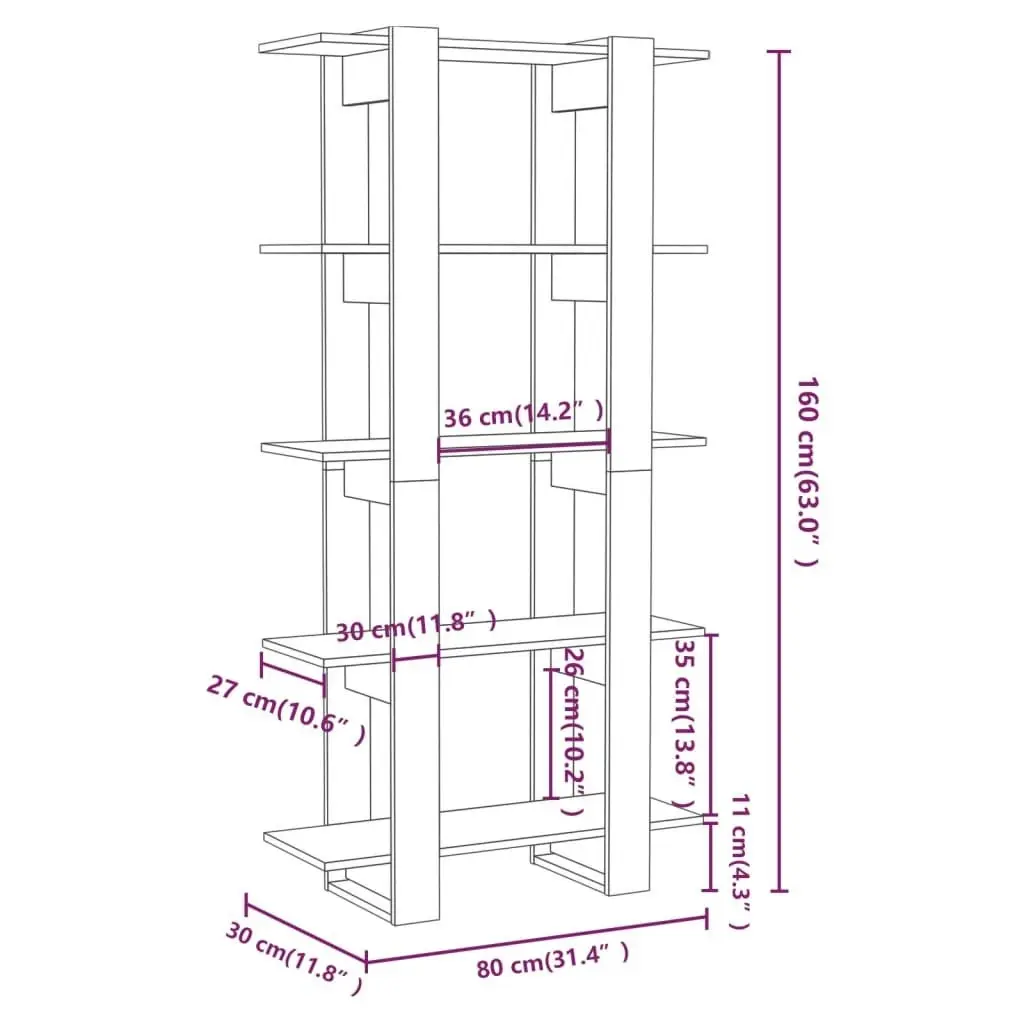 Book Cabinet/Room Divider Sonoma Oak 80x30x160 cm Engineered Wood 811568