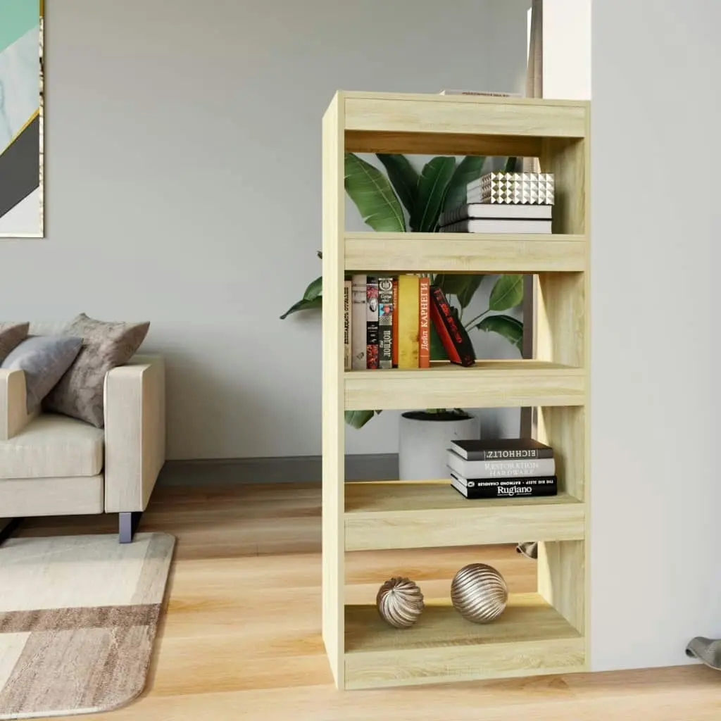 Book Cabinet/Room Divider Sonoma Oak 60x30x135 cm Engineered Wood 811667