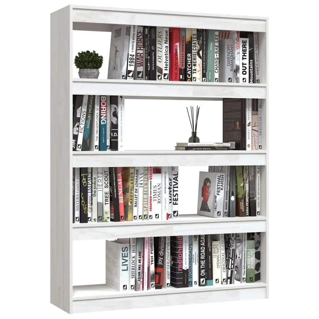 Book Cabinet/Room Divider White 100x30x135.5 cm Solid Pinewood 808219