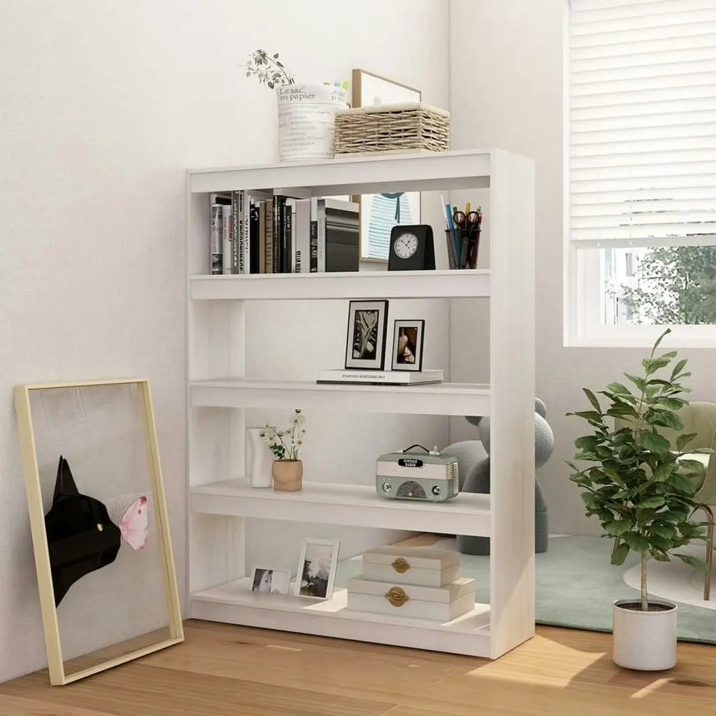 Book Cabinet/Room Divider White 100x30x135.5 cm Solid Pinewood 808219